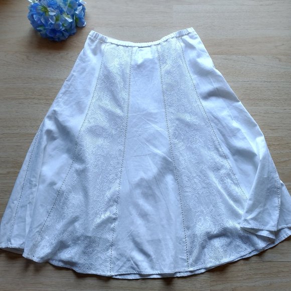 Coldwater Creek Linen Blend Lace Maxi Fare Skirt - Picture 7 of 7